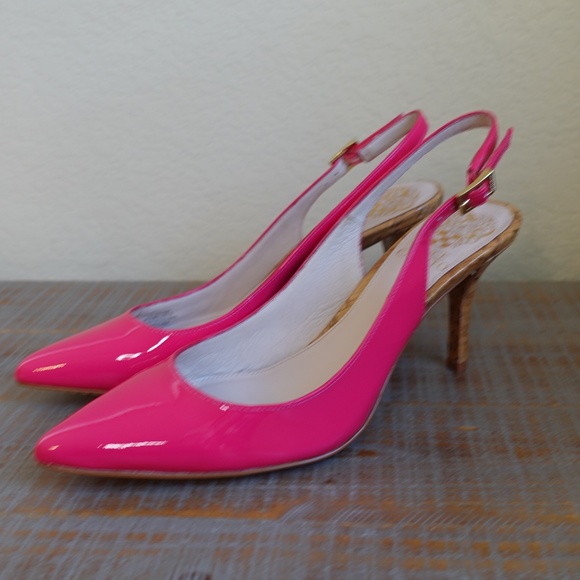 Vince Camuto Shoes - NEW Vince Camuto Magenta Patent Leather Stefania Pointy Slingback Heels Size 6.5